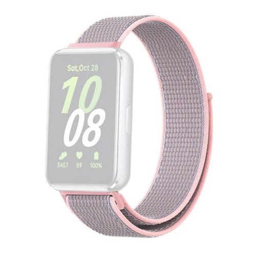 Samsung Galaxy Fit3 SM-R390, textíl pótszíj, nylon, tépőzáras, állítható, légáteresztő, rózsaszín