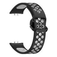   Samsung Galaxy Fit3 SM-R390, szilikon pótszíj, lyukacsos, légáteresztő, fekete/sötétszürke