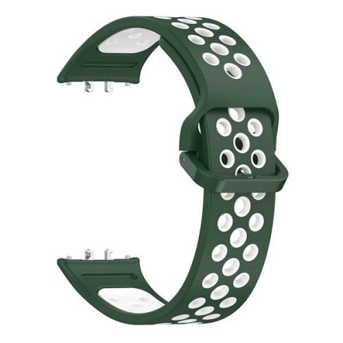 Samsung Galaxy Fit3 SM-R390, szilikon pótszíj, lyukacsos, légáteresztő, fekete/sötétzöld