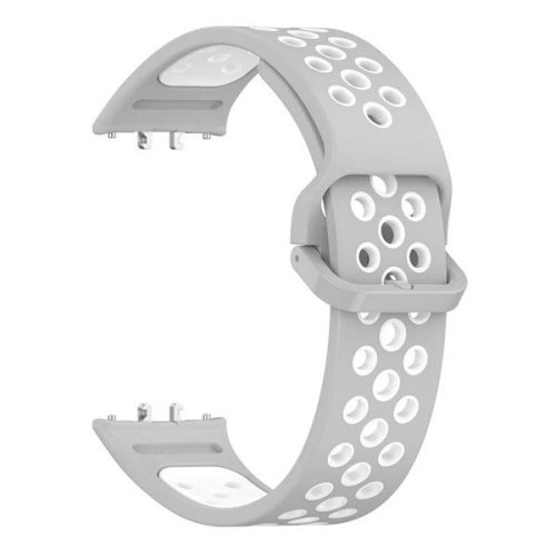 Samsung Galaxy Fit3 SM-R390, szilikon pótszíj, lyukacsos, légáteresztő, szürke/fehér
