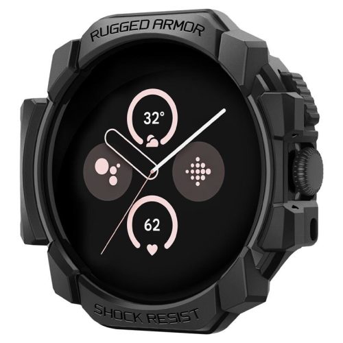 Google Pixel Watch 3 (41 mm), Szilikon védőkeret, ütésálló, szíj nélkül, Spigen Rugged Armor, sötétszürke