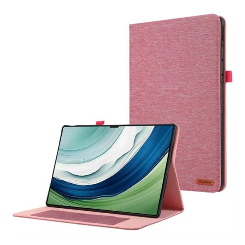 Huawei MatePad Pro (12.2) (2024), mappa tok, stand, textil hatás, rózsaszín