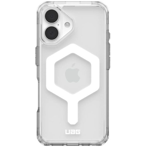 Apple iPhone 16, Műanyag hátlap védőtok, szilikon belső, közepesen ütésálló, Magsafe kompatibilis, UAG Plyo Magsafe, áttetsző/fehér