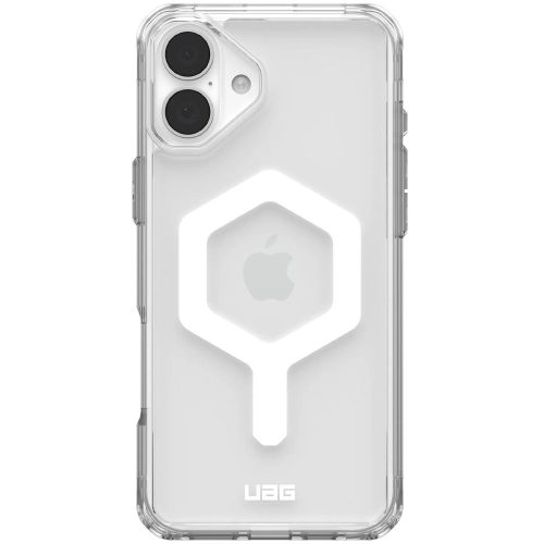 Apple iPhone 16 Plus, Műanyag hátlap védőtok, szilikon belső, közepesen ütésálló, Magsafe kompatibilis, UAG Plyo Magsafe, áttetsző/fehér