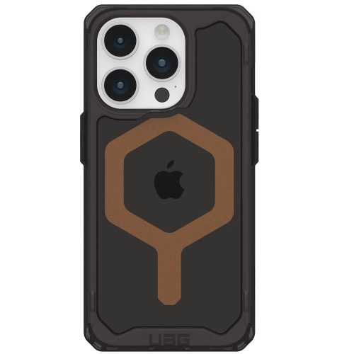 Apple iPhone 15 Pro, Műanyag hátlap védőtok, szilikon belső, közepesen ütésálló, Magsafe kompatibilis, UAG Plyo Magsafe, fekete/barna