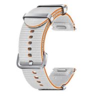   Samsung Galaxy Watch 4 / 5 / 5 Pro / 6 / 7 / FE (40 / 44 / 45mm) / Watch 4 Classic / 6 Classic (42 / 43 / 46mm), textíl pótszíj, M / L méret, állítható, izzadtságátló, vízálló, dupla szíj bújtatóval, ezüst, gyári