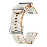   Samsung Galaxy Watch 4 / 5 / 5 Pro / 6 / 7 / FE (40 / 44 / 45mm) / Watch 4 Classic / 6 Classic (42 / 43 / 46mm), textíl pótszíj, S / M méret, állítható, izzadtságátló, vízálló, dupla szíj bújtatóval, krém, gyári