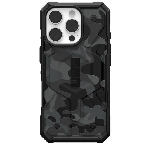 Apple iPhone 16 Pro, Műanyag hátlap védőtok, szilikon belső, közepesen ütésálló, Magsafe töltővel kompatibilis, terep minta, UAG Pathfinder SE Magsafe, fekete