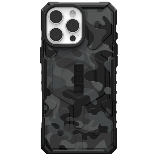 Apple iPhone 16 Pro Max, Műanyag hátlap védőtok, szilikon belső, közepesen ütésálló, Magsafe töltővel kompatibilis, terep minta, UAG Pathfinder SE Magsafe, fekete