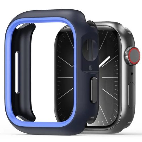 Apple Watch 10 (42 mm), Műanyag + szilikon védőkeret, szíj nélkül, közepesen ütésálló, Dux Ducis Bamo, sötétkék