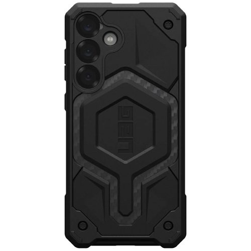 Samsung Galaxy S25 Plus SM-S936, Műanyag hátlap védőtok, szilikon belső, közepesen ütésálló, mágneses, karbon minta, UAG Monarch Pro, mintás/fekete