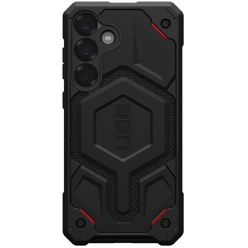 Samsung Galaxy S25 Plus SM-S936, Műanyag hátlap védőtok, szilikon belső, közepesen ütésálló, mágneses, textil minta, kevlár borítás, UAG Monarch Pro Kevlar, mintás/fekete