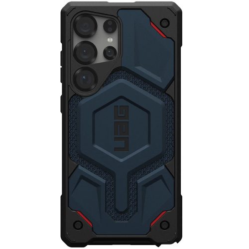 Samsung Galaxy S25 Ultra SM-S938, Műanyag hátlap védőtok, szilikon belső, közepesen ütésálló, mágneses, textil minta, kevlár borítás, UAG Monarch Pro Kevlar, mintás/sötétkék