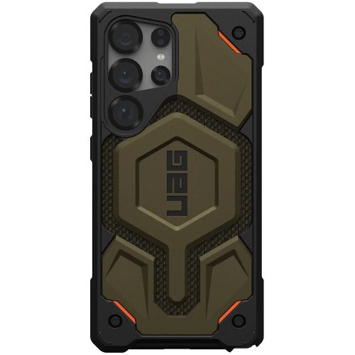 Samsung Galaxy S25 Ultra SM-S938, Műanyag hátlap védőtok, szilikon belső, közepesen ütésálló, mágneses, textil minta, kevlár borítás, UAG Monarch Pro Kevlar, mintás/zöld