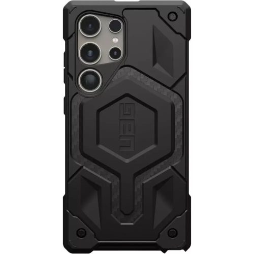 Samsung Galaxy S25 Ultra SM-S938, Műanyag hátlap védőtok, szilikon belső, közepesen ütésálló, karbon minta, UAG Monarch, mintás/fekete