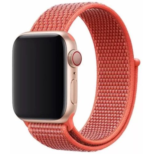 Apple Watch 4-6, SE, SE (2022) (38 / 40 mm) / Watch 7-9 (41 mm) / Watch 10 (42 mm), textíl pótszíj, szilikon keret, állítható, Devia Delux Sport3, narancssárga