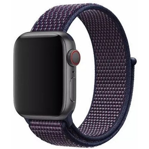 Apple Watch 4-6, SE, SE (2022) (38 / 40 mm) / Watch 7-9 (41 mm) / Watch 10 (42 mm), textíl pótszíj, szilikon keret, állítható, Devia Delux Sport3, sötétkék
