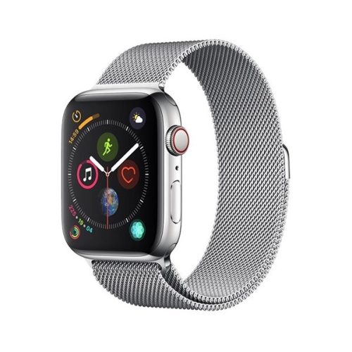 Apple Watch 4-6, SE, SE (2022) (42 / 44 mm) / Watch 7-9 (45 mm) / Watch 10 (46 mm) / Watch Ultra 1-2 (49 mm), fém pótszíj, milánói stílus, mágnes zárral, Devia Elegant, ezüst