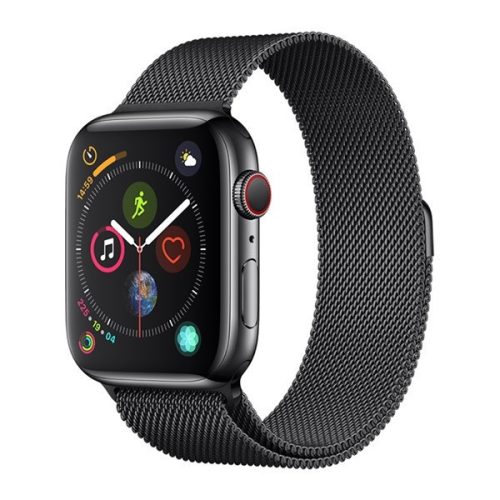 Apple Watch 4-6, SE, SE (2022) (42 / 44 mm) / Watch 7-9 (45 mm) / Watch 10 (46 mm) / Watch Ultra 1-2 (49 mm), fém pótszíj, milánói stílus, mágnes zárral, Devia Elegant, fekete