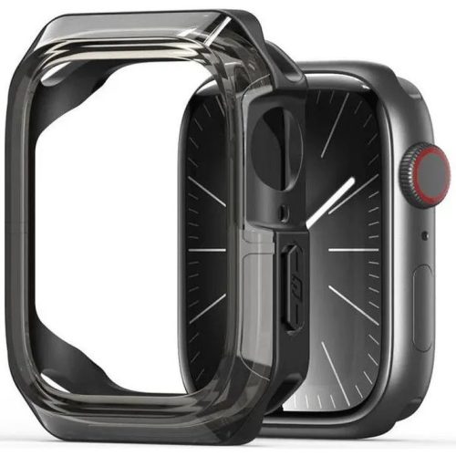 Apple Watch 10 (42 mm), Műanyag + szilikon védőkeret, szíj nélkül, közepesen ütésálló, Dux Ducis Tamo, átlátszó/fekete