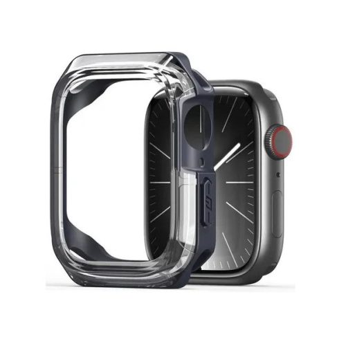 Apple Watch 10 (42 mm), Műanyag + szilikon védőkeret, szíj nélkül, közepesen ütésálló, Dux Ducis Tamo, átlátszó/sötétkék