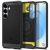Samsung Galaxy S25 Plus SM-S936, Szilikon tok + műanyag hátlap, közepesen ütésálló, Magsafe töltővel kompatibilis, karbon minta, Spigen Rugged Armor Mag, fekete