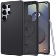   Samsung Galaxy S25 Ultra SM-S938, Szilikon tok, közepesen ütésálló, Magsafe töltővel kompatibilis, Spigen Silicone Fit Mag, fekete