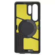   Samsung Galaxy S25 Ultra SM-S938, Szilikon tok + műanyag hátlap, Magsafe töltővel kompatibilis, kitámasztóval, Spigen Tough Armor Mag, fekete