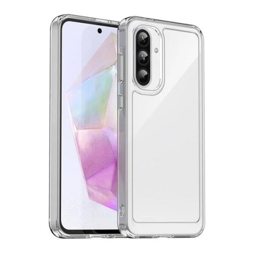 Samsung Galaxy A36 5G SM-A366B, Műanyag hátlap védőtok + szilikon keret, közepesen ütésálló, átlátszó hátlap, átlátszó