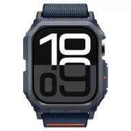   Apple Watch 10-11 (46 mm), textíl pótszíj, szilikon keret, közepesen ütésálló, Spigen Lite Fite Pro, sötétkék