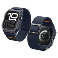   Apple Watch 10-11 (46 mm), textíl pótszíj, szilikon keret, közepesen ütésálló, Spigen Lite Fite Pro, sötétkék