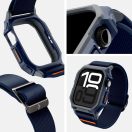 Apple Watch 10-11 (46 mm), textíl pótszíj, szilikon keret, közepesen ütésálló, Spigen Lite Fite Pro, sötétkék