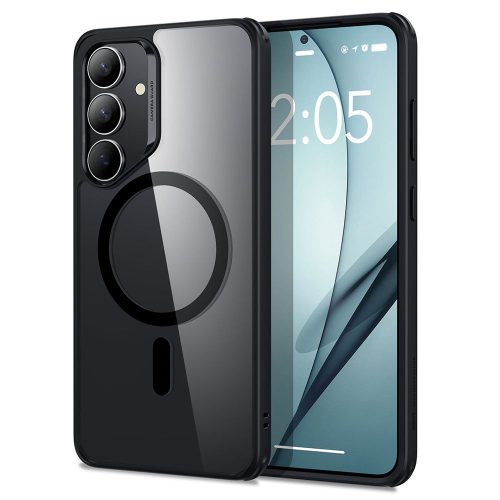 Samsung Galaxy S25 Plus SM-S936, Szilikon tok, közepesen ütésálló, légpárnás sarok, Magsafe kompatibilis, ESR Classic Hybrid HaloLock, átlátszó/fekete