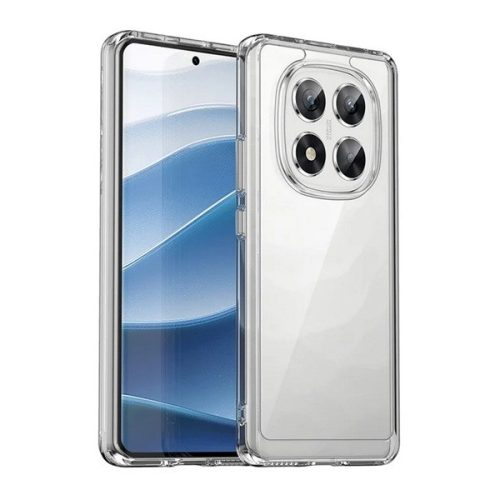 Xiaomi Redmi Note 14 Pro 5G (Global) / Poco X7, Műanyag hátlap védőtok + szilikon keret, közepesen ütésálló, átlátszó hátlap, átlátszó