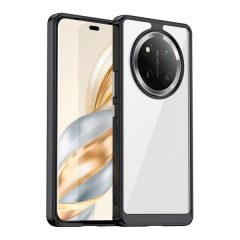   Huawei Honor Magic 7 Lite / X9c / X60 Pro, Műanyag hátlap védőtok + szilikon keret, közepesen ütésálló, átlátszó hátlap, fekete