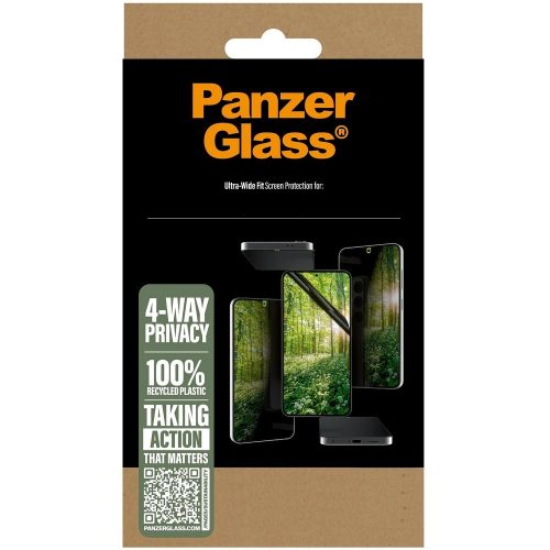 Samsung Galaxy S25 Ultra SM-S938, Kijelzővédő fólia (az íves részre NEM hajlik rá!), betekintés elleni védelem, Panzerglass ECO Matrix 4-away Privacy, Clear Prémium