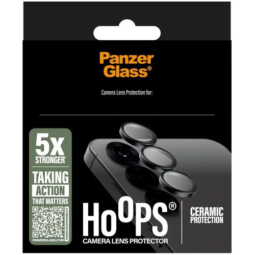 Samsung Galaxy S25 Ultra SM-S938, Kamera lencsevédő fólia, ütésálló fólia, Tempered Glass (edzett üveg), Panzerglass Hoops Ceramic, fekete