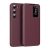 Samsung Galaxy S25 SM-S931, Oldalra nyíló tok, hívás mutatóval, kártyatartóval, Smart View Cover, bordó