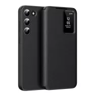   Samsung Galaxy S23 SM-S911, Oldalra nyíló tok, hívás mutatóval, kártyatartóval, Smart View Cover, fekete