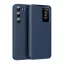 Samsung Galaxy S22 5G SM-S901, Oldalra nyíló tok, hívás mutatóval, kártyatartóval, Smart View Cover, sötétkék