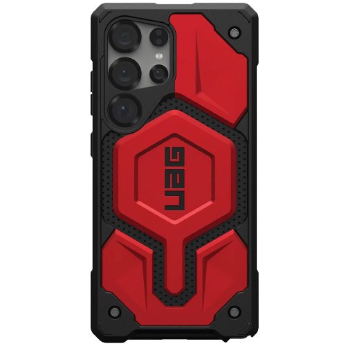 Samsung Galaxy S25 Ultra SM-S938, Műanyag hátlap védőtok, szilikon belső, közepesen ütésálló, Magsafe töltővel kompatibilis, UAG Monarch Pro, piros