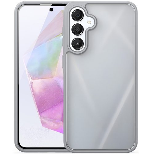 Samsung Galaxy A36 5G / A56 5G SM-A366B / A566B, Műanyag hátlap védőtok + szilikon keret, közepesen ütésálló, légpárnás sarok, Dux Ducis Yind, áttetsző/szürke
