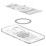   Samsung Galaxy S25 SM-S931, Műanyag hátlap védőtok + szilikon keret, Magsafe töltővel kompatibilis, Telefon belső minta, Spigen Ultra Hybrid Zero One Mag, átlátszó/fehér