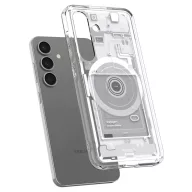   Samsung Galaxy S25 SM-S931, Műanyag hátlap védőtok + szilikon keret, Magsafe töltővel kompatibilis, Telefon belső minta, Spigen Ultra Hybrid Zero One Mag, átlátszó/fehér