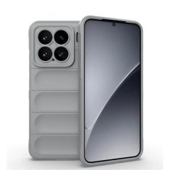   Xiaomi 15, Szilikon tok, közepesen ütésálló, 3D minta, világosszürke