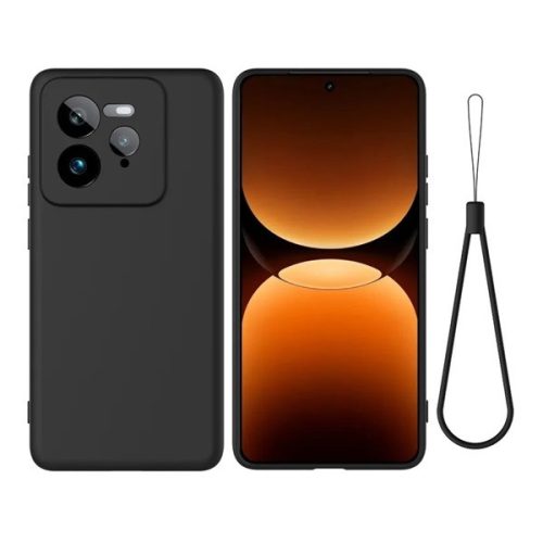 Realme GT7 Pro, Szilikon tok, mikrofiber belső, kézpánttal, fekete