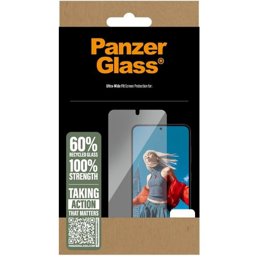 Samsung Galaxy A36 5G SM-A366B, Kijelzővédő fólia, ütésálló fólia (az íves részre is!), Tempered Glass (edzett üveg), 3D Full Cover, Panzer Ultra Wide Fit, Clear