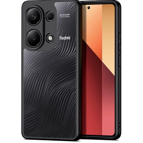 Xiaomi Redmi Note 14 Pro 4G (Global), Műanyag hátlap védőtok + szilikon keret, hullám minta, Dux Ducis Aimo, áttetsző/fekete