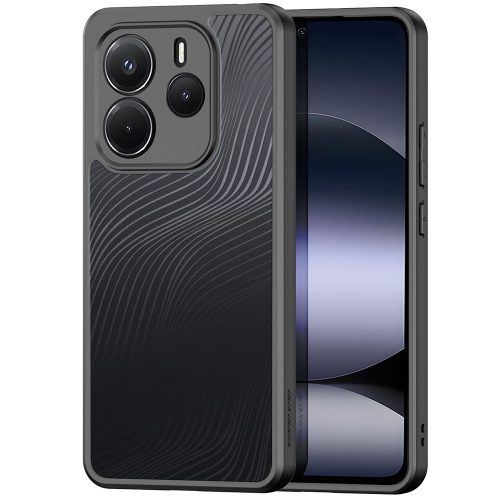 Xiaomi Redmi Note 14 4G (Global), Műanyag hátlap védőtok + szilikon keret, hullám minta, Dux Ducis Aimo, áttetsző/fekete