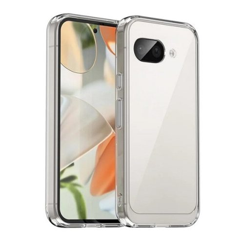 Google Pixel 9a, Műanyag hátlap védőtok + szilikon keret, közepesen ütésálló, átlátszó hátlap, átlátszó